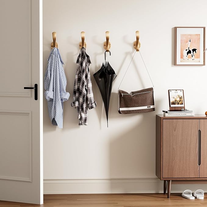 Coat Hooks Heavy Duty - Easy to Install Metal Towel Hooks Fashionable Wall Hooks for Hanging Hat, Towel, Key, Robe, Scarf, Bag, Cap (5 Color)