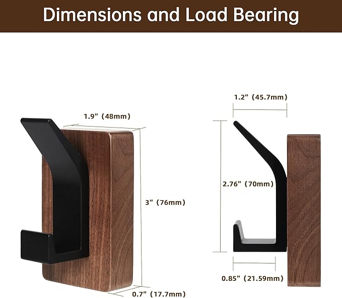 4 Pack Wooden Wall Hooks, Adhesive and Screw Mounted for Heavy Duty, Boho Decorative Coat Hooks for Towel, Clothes, Blanket, Hat, Entryway, Nursery Door