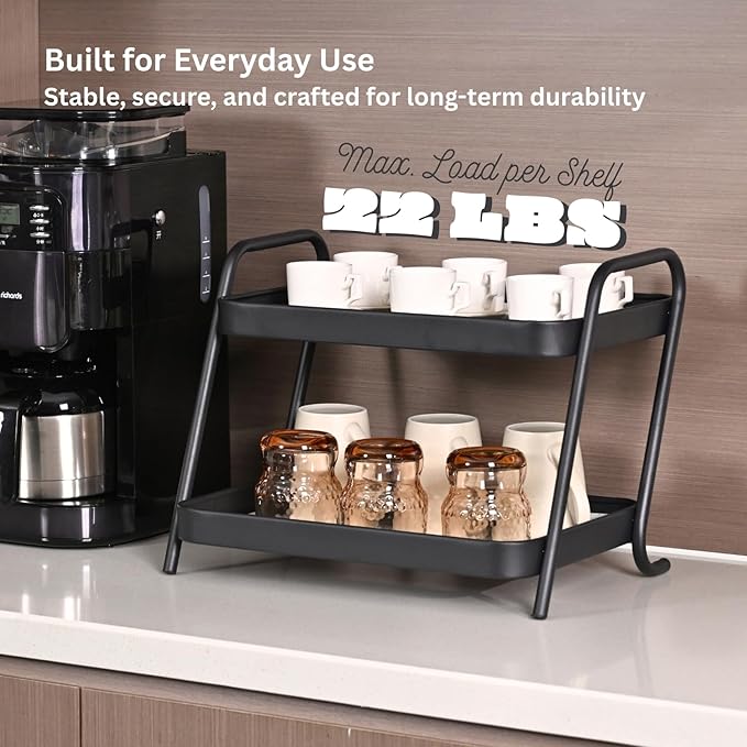 Desk Organizer 2-Tier Storage Shelves Multifunctional Desktop Organizer for Office, Dresser, Kitchen, Adjustable Compact Storage Solution for Cosmetics, Office Supplies, Condiments, and Food