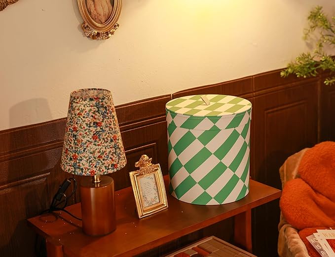 3-Piece Decorative Storage Boxes with Lids,Geometric Pattern, Blue White Orange Green, Cardboard Keepsake Box Set, Wool Storage, Home Decor, Modern Decoration Organizer, Toy Bin