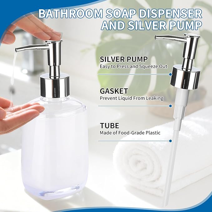 3 Pcs White Bathroom Accessories Set, Soap Dispenser, Soap Dish, Mouthwash Cup,Countertop Organizer Bathroom Sink Set,Boho Modern Bath Decor Gift for Home