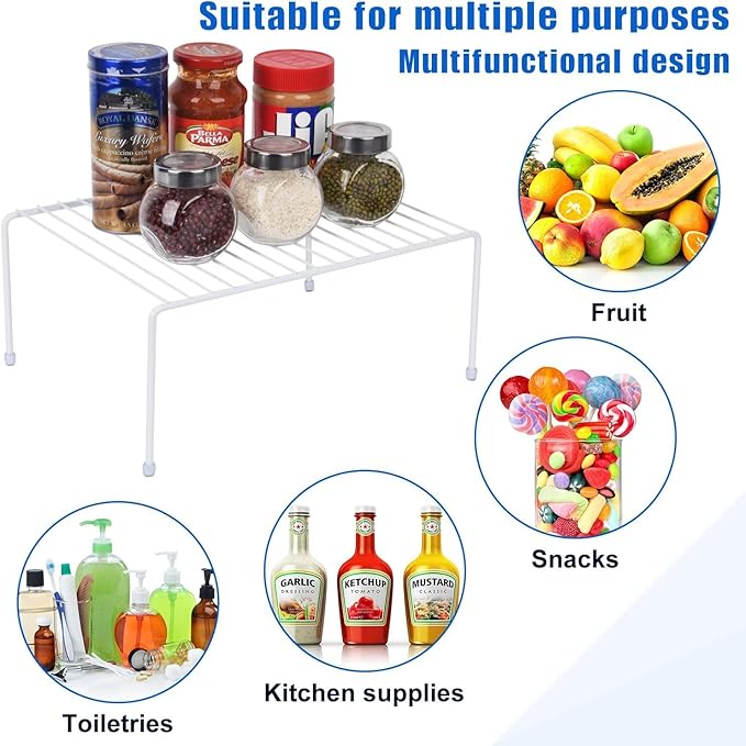 Medium (13.1 x 10.2 Inch) Cabinet Storage Shelf Rack, Shelvesï¼Kitchen Counter and Cabinet Shelf, Storage Rack Organizer for Kitchen, Fridge, Cabinet, Bathroom Cupboard& Pantry (6, White)
