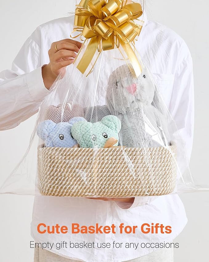 KALLAX Small Woven Basket, 12 x 8 x 4.5 Inches, Storage Basket for Organizing, Cute Small Rope Shelf Closet Cube Storage Bins Baskets for Shelves, Dog Toy Gift Baskets Empty, 3 Pack Brown