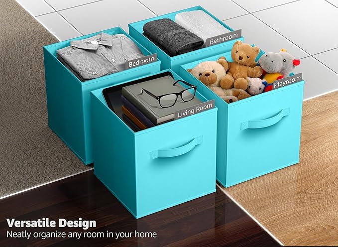 Sorbus Fabric Storage Cubes - 6 Foldable Storage Bins for Organizing Pantry, Cubbies, Toy Box - Clothes Storage & Closet Organizer - 13 Inch Collapsible Cube Baskets for Shelves with Handle