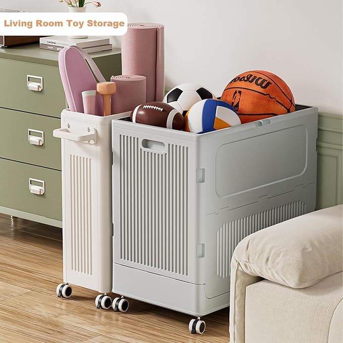 Large Plastic Storage Bins with Lid, 123L Collapsible Sturdy Storage Organizer Boxes Bins Baskets with Wheels, Home Storage Organizer for Bedroom Living