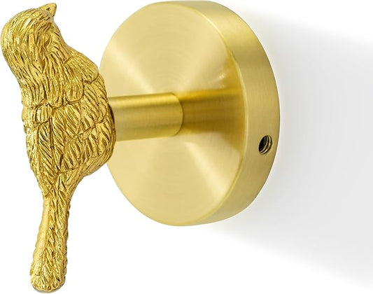 Brass Bird Coat Rack Robe Wall Hooks Hat Dragonfly Hanger for Bedroom Kitchen Various Shapes Animal Deer Decor Home Accessories (1, Bird-A)