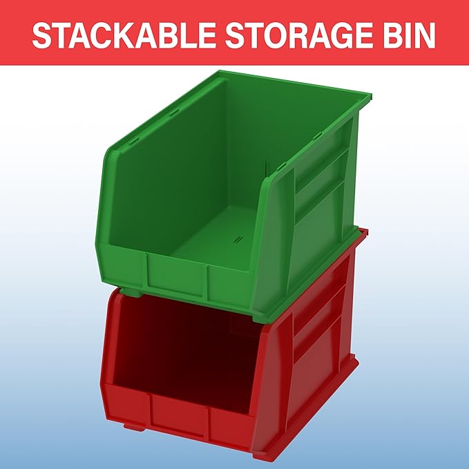 Akro-Mils 30260 AkroBins Plastic Storage Bins, Space-Saving Stackable Bins for Garage, Pantry, Craft Organization, 18-" x 11-" x 10-", Yellow, 6-Pack