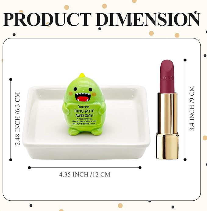 PUDDING CABIN Dinosaur Gifts for Women Ring Holder Dish for Rings Earrings Necklace Bracelets Jewelry Organizer Home Decor, Mothers Day Birthday Gift for Women Mom Friendship Christams