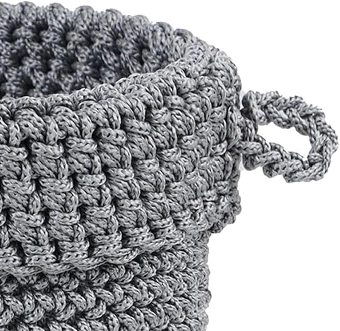 Set of 2 Woven Baskets for Storage and Organization on Vanity and Bathroom, Gray