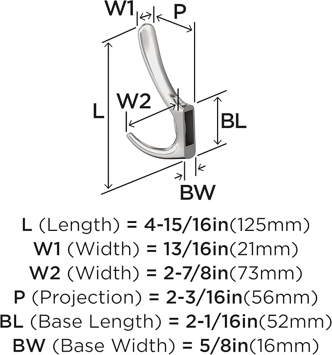 Amerock HBX3701326 | Finesse Triple Prong Decorative Wall Hook | Polished Chrome Hook for Coats, Hats, Backpacks, Bags | Hooks for Bathroom, Bedroom, Closet, Entryway, Laundry Room, Office