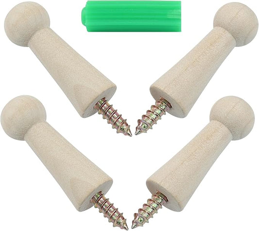 10Pcs Wooden Screw Hooks, Solid Wooden Wall Hooks Screw-On Coat Hooks, DIY Wood Coat Hooks for Hanging Jacket/Towel/Mug/Clothes Crafts(Style-1,Unpainted)