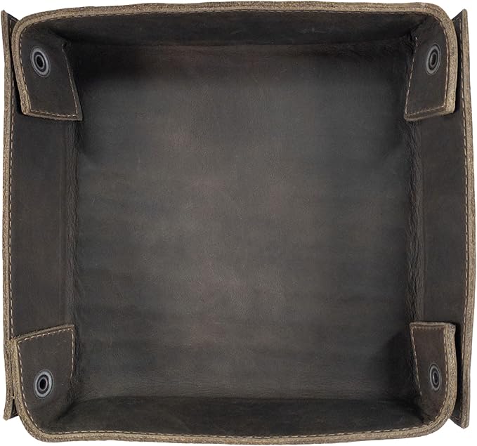 Hide & Drink, Leather Catchall Change Keys Coins Jewels Box Tray Big Storage, Handmade Includes 101 Year Warranty :: Dark Jade
