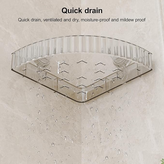 Shower Caddy Suction Cup Bathroom Shower Organizer for Bathroom Storage & Home Decor & Kitchen No Drilling Large Capacity Removable and Reusable Shower Shelves for Inside Shower. (clear, corner)