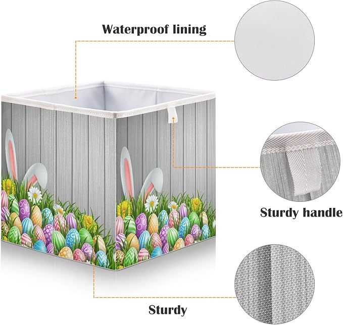Bolaz Easter Grass Eggs Closet Organizers Storage Cubes Storage Bins Shelf Baskets Containers for Home Room Office,Square