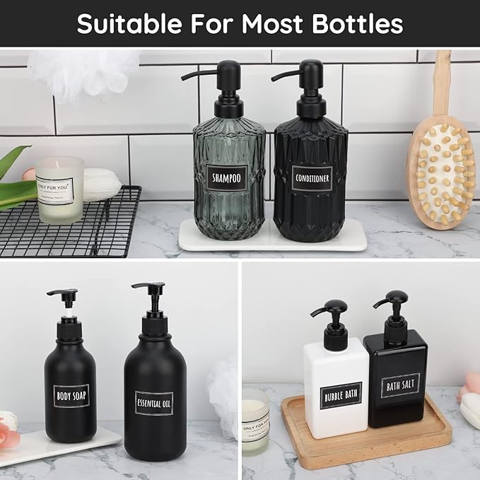 Segbeauty 36PCS Black Waterproof Labels, Self-Adhesive Bathroom Labels for Organizing, Removable Printed Shampoo Conditioner Body Soap Bath Salt Essential Oil Label Stickers for Plastic Glass Bottles
