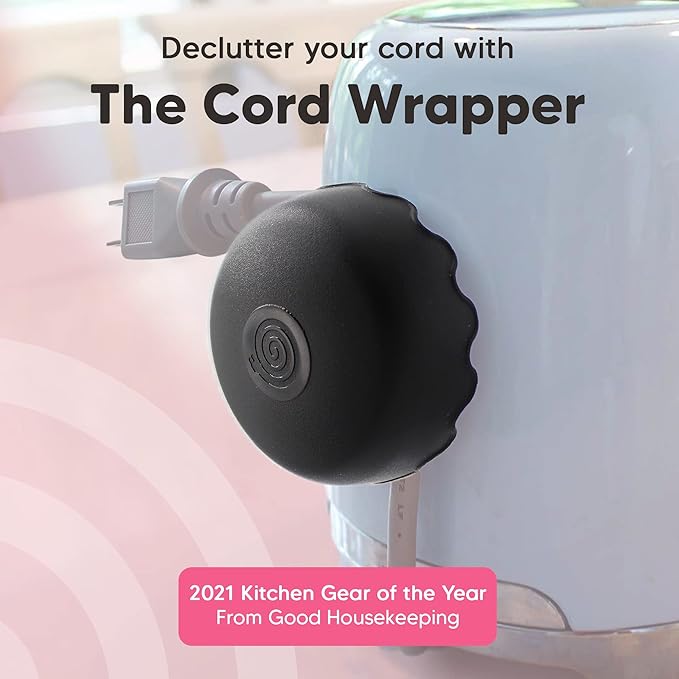 1-Pack Patented Heat-Resistant Cord Organizer for Appliances, Kitchen, Computers & More | Stick-On Cord Wrappers with Flexible Base, Secure Scalloped Edge, Black (3 x 1.5 Inches)
