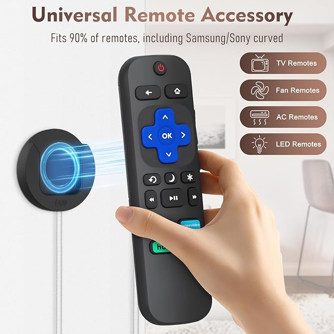 6.5 Ft Magnetic Remote Control Holder, 3 Pack Stretchy Remote Control Tether Wall Mount with Adjustable Leash and Strong Double N52 Magnets for TV/AC/Light/Fan, Home & RV Organizer Supply