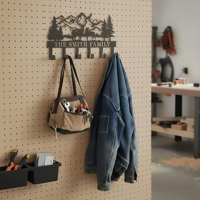 Personalized Metal Coat Hooks Wall Mount and Coat Rack Hanger for Hanging and Storage Ideal for Living Room, Hallway, Office, Backpack, Bags, Towel, Clothes and Hat