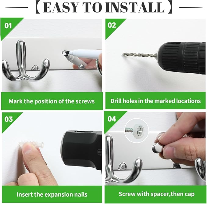 SOLVEX Coat Rack Wall Mount,2 Pack Coat Hooks Wall Mount, Hat Rack Key Holder Bag Hanger for Wall,Wall Hooks for Hanging,Purse Hanger Towel Hooks for Bathroom SP-60301
