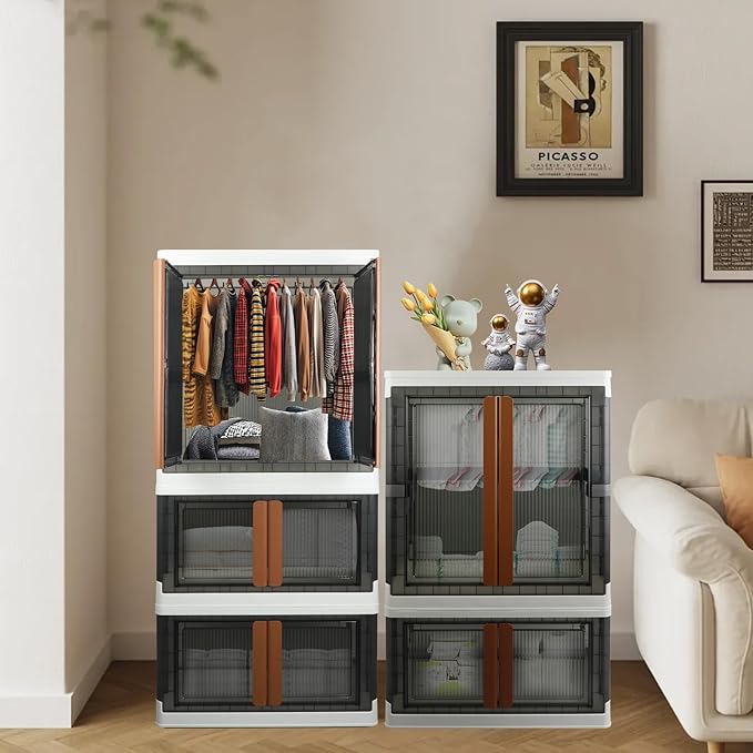 Wardrobe, Closet, Collapsible Storage Cabinet, Useful Box with Large Capacity, 37.5 Gal (142 L), Stackable, Easy Storage of Clothing, Installation Free