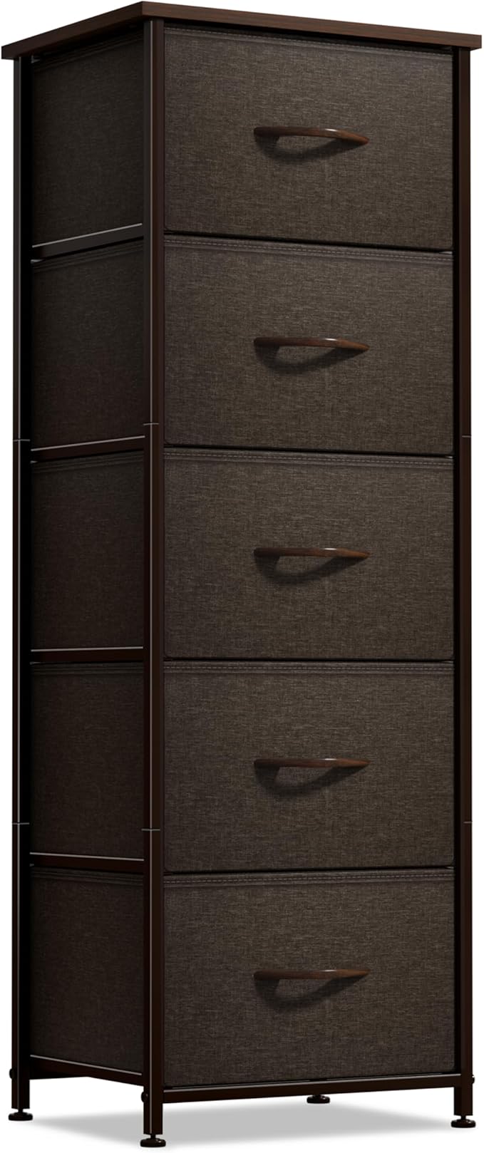 Sorbus Nightstand with 5 Drawers - Bedside Furniture & Night Stand End Table Dresser with Steel Frame, Wood Top, Easy Pull Fabric Bins for Home, Bedroom Accessories, Office & Dorm