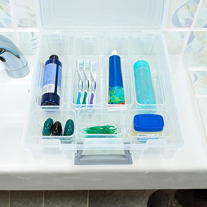 Best Kept | Shelf Organizer | Plastic | Bathroom Drawer Organizer | Makeup & Beauty Storage | Home Organization System | With 7 Clear Storage Bins, 1 Pack