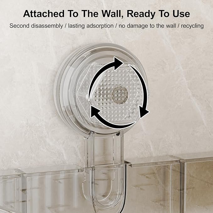 Shower Caddy Suction Cup Bathroom Shower Organizer for Bathroom Storage & Home Decor & Kitchen No Drilling Large Capacity Removable and Reusable Shower Shelves for Inside Shower. (clear, corner)