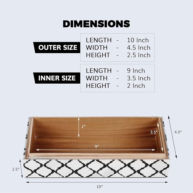 Handicrafts Home Decorative Storage Box 10x4.5 – Remote Control Holder, Jewelry Organizer, Modern Decorative Box with Lid, Boho Chic Home Décor Accent, Vintage Memory Box for Living Room Shelf Décor