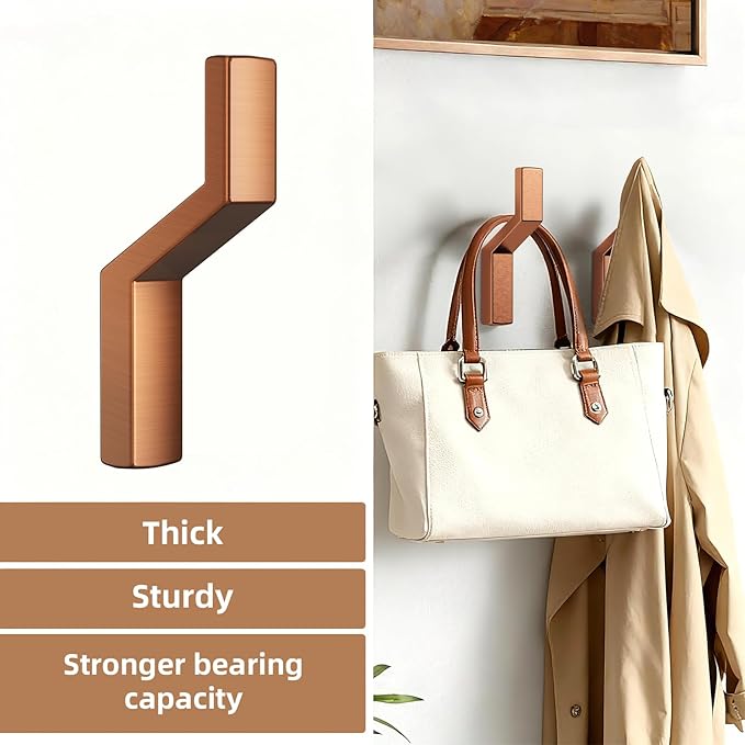 Heavy Duty Wall Hooks for Hanging, 40 lbs Single Coat Hooks & Towel Hooks Wall Mounted, Rust-Resistant Zinc Alloy Hooks for Bathroom, Mudroom, Door, Barn, Farmhouse (2, Brown)