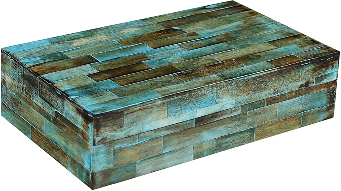 Handicrafts Home Large Decorative Storage Box with Lid â 10x6x2.5â Coffee Table Organizer, Keepsake- Decorative Boxes for Home Decor, Stylish Decorative Box for Office Decor- Verdigris