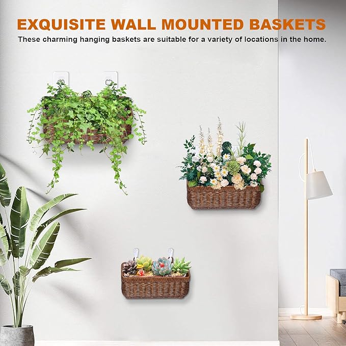 2 Pack Woven Storage Basket,Organizer Trays, Paper Box,Vintage Bin for Bathroom, Kitchen,Vanity Countertop Table Shelf, Open Storage Bins for Living Room, Bedroom, Balcony, Garden (Brown, ‎2 pc (S+M))