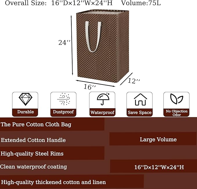2 Pack Waterproof Laundry Hamper 150L Collapsible Laundry Basket Extended Cotton Handle Laundry Bag Large Clothes Storage Toy Organization for Bathroom Bedroom Laundryroom College Dorms