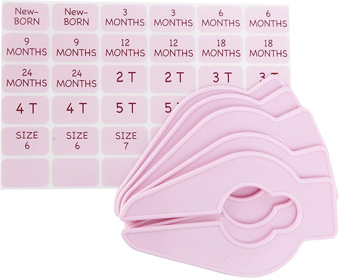 Size-It Closet Organizers by Baby Buddy - Baby Clothes Closet Dividers Nursery Clothing Organization for Babies and Kids, Newborn up to Size 8, Clothes Divider for Closet, Pink, 10 Count