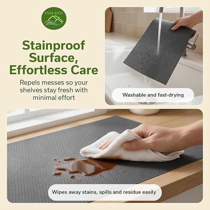 EVALAND Shelf Liners for Kitchen Cabinets Non-Adhesive 17.7" x 33 FT Grey Drawer Liner Non Slip, Washable Cabinet Liner, Waterproof Shelf Liners for Cabinets, Refrigerator Bathroom Pantry - Thickened