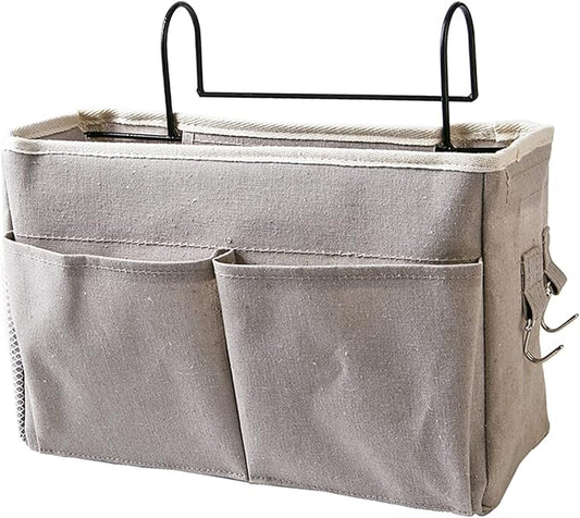 Cosiki Bedside, Bedside Storage/Bedside Hanging Storage Bag Hanging Desk Organizer for Headboards Bunk Beds Dorm Rooms Book Phone Magazine Holder (Grey)