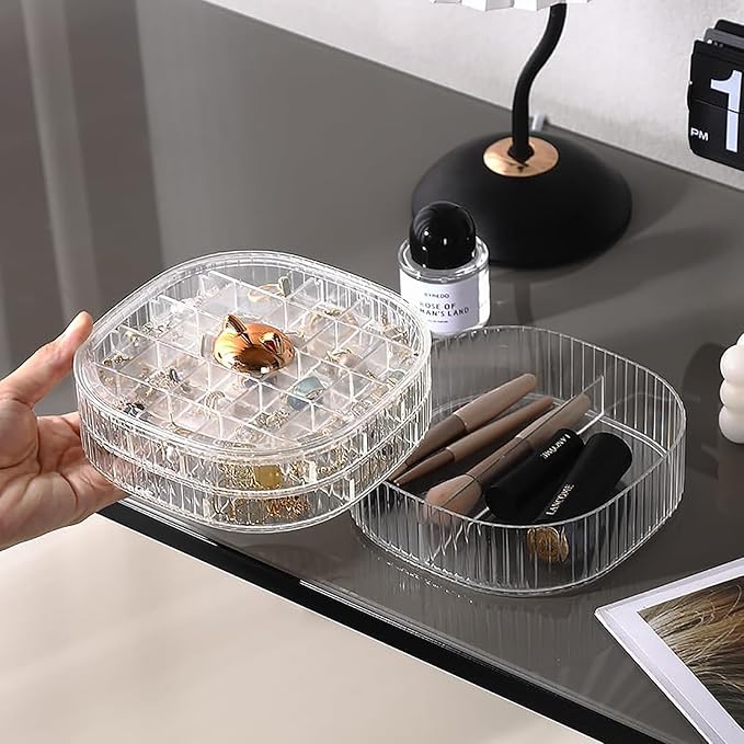 Jewelry Box, 3-Layer Acrylic Jewelry Organizer with Cat Shape Handle, Clear Jewelry Boxes for Women Girls, Make up Organizer, Jewelry Storage Holder (Clear, Cat)