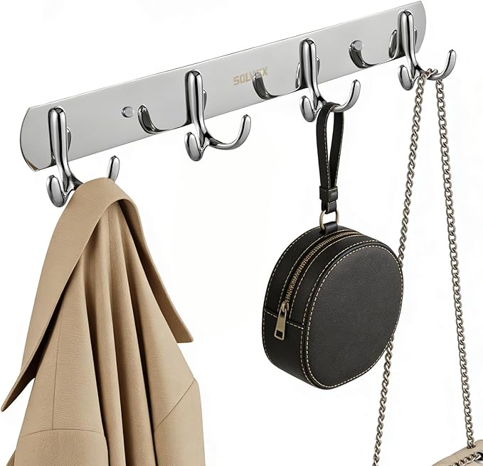 SOLVEX Coat Rack Wall Mount,2 Pack Coat Hooks Wall Mount, Hat Rack Key Holder Bag Hanger for Wall,Wall Hooks for Hanging,Purse Hanger Towel Hooks for Bathroom SP-60302