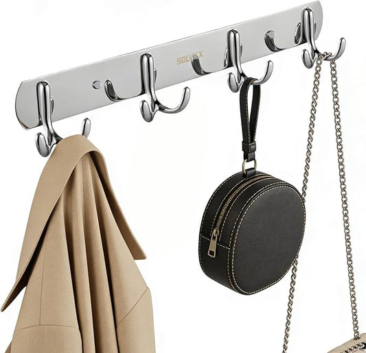 SOLVEX Coat Rack Wall Mount,2 Pack Coat Hooks Wall Mount, Hat Rack Key Holder Bag Hanger for Wall,Wall Hooks for Hanging,Purse Hanger Towel Hooks for Bathroom SP-60302