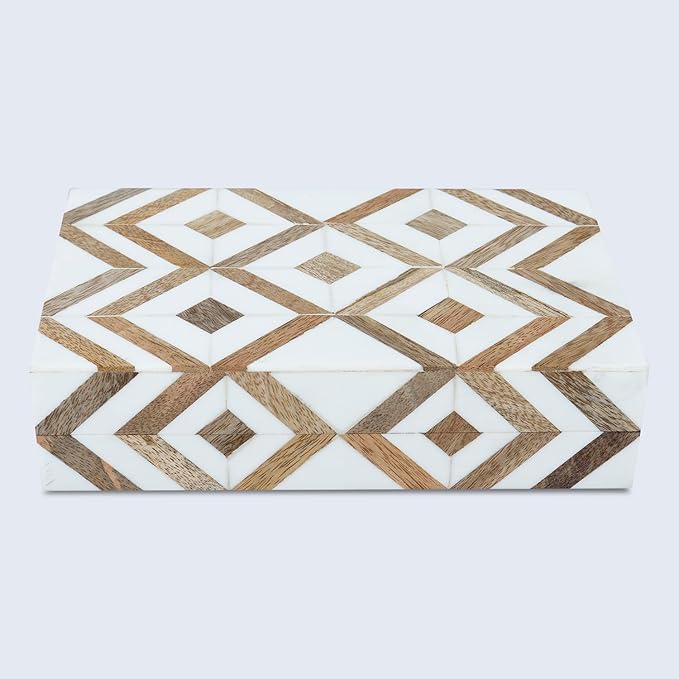 Handicrafts Home Decorative Keepsake Box 8x5 – Small Organizer Box with Lid, Boho Decorative Storage, Retro Memory Box, Unique Coffee Table Décor, Jewelry or Trinket Box, Modern Shelf Decorative Box