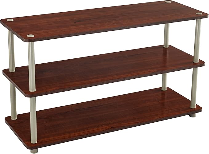 ClosetMaid 3-Tier Shelf Organizer Unit for Shoes, Accessories, Hats, Purses, Bags, in Entryway or Closet, Wood Shelves with Metal Frame, Cherry