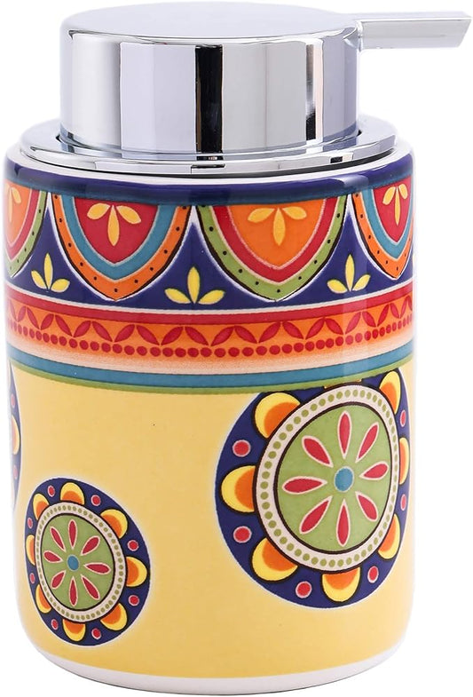 Bico Tunisian Ceramic 12oz Soap Dispenser with Removable Pump, Ideal for Kitchen, Bathroom, Lotion and Essential Oil