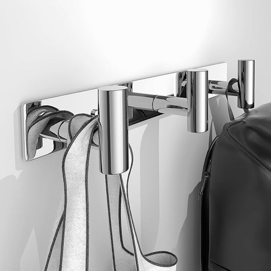 Wall Mounted Coat Rack-3 Hooks, Heavy Duty Stainless Steel Wall Hooks for Towel Coat Bag, Hat Rack Coat Hanger Coat Hooks Towel Racks for Bathroom Entryway Kitchen Hotel (Glossy, 1 Pack)