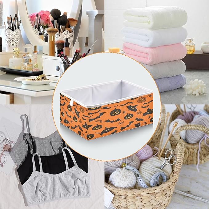 Bolaz Pumpkin Bats Closet Organizers Storage Cubes Storage Bins Shelf Baskets Containers for Home Room Office,Rectangle