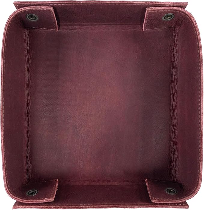 Hide & Drink, Leather Catchall Change Keys Coins Jewels Box Tray Big Storage, Handmade Includes 101 Year Warranty :: Sangria