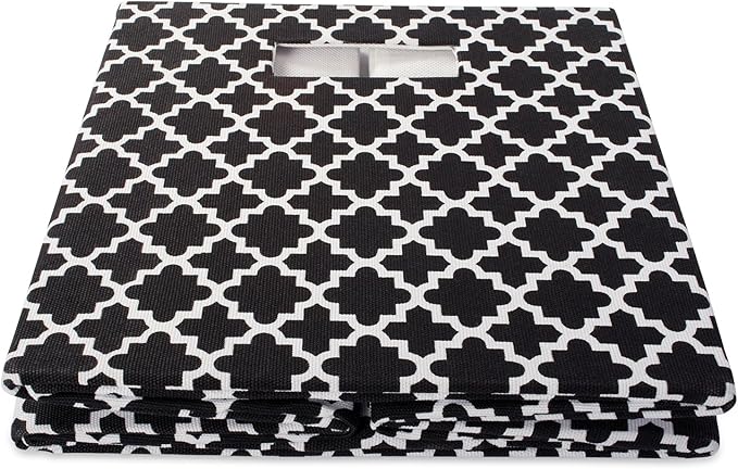 DII Hard Sided Collapsible Fabric Storage Container for Nursery, Offices, & Home Organization, (13x13x13) - Lattice Black