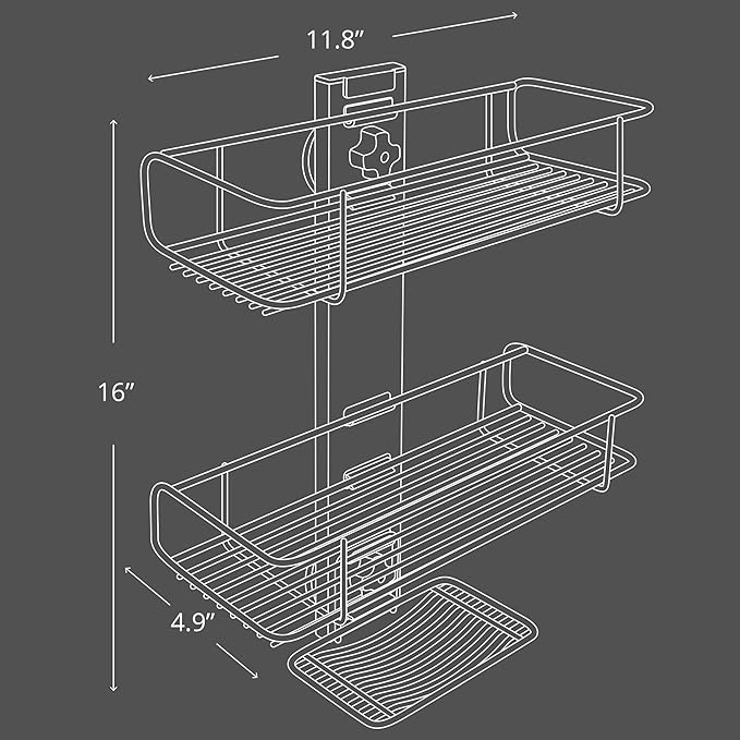 Bath Beyond BATHBEYOND Shower Caddy Suction Cup Tier Shower Shelf - Adjustable Shower Caddy 400 Stainless Steel No-Drilling and Extra Adhesive Sticker for More Stronger Suction, 3T-CADDY