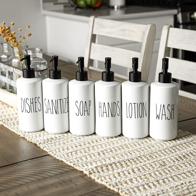Heartland Home Porcelain 16oz Lotion Dispenser - Kitchen, Bathroom or Bedroom Lotion Pump Bottle