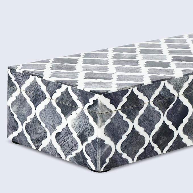 Handicrafts Home Decorative Storage Box 10x4.5 – Remote Control Holder, Jewelry Organizer, Modern Decorative Box with Lid, Boho Chic Home Décor Accent, Vintage Memory Box for Living Room Shelf Décor