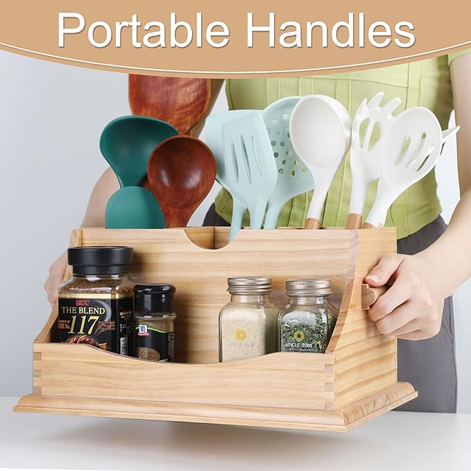 Innovation Kitchen Utensil Holder for Countertop with 4 Compartments, Natural Color(Utensil Not Included)