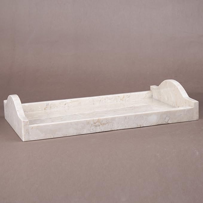 Creative Home Champagne Marble Arch Vanity Tray â Large 12.5" x 7.2" Beige Marble Organizer for Bathroom Countertop